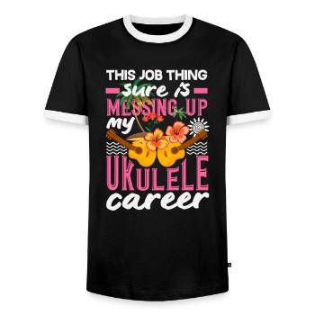 Ce travail gâche ma carrière de ukulélé - T-shirt contrasté Homme - noir/blanc - Devant - AI Model Female 172 light (172cm) & AI Model Male 178 light (178cm)