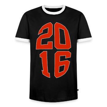 10 YEARS OLD 2016 10TH BIRTHDAY - Men's Ringer Shirt - black/white - Front - AI Model Female 172 light (172cm) & AI Model Male 178 light (178cm)