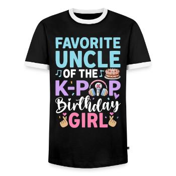 Favorite Uncle of The K-Pop Birthday Girl - Men's Ringer Shirt - black/white - Front - AI Model Female 172 light (172cm) & AI Model Male 178 light (178cm)