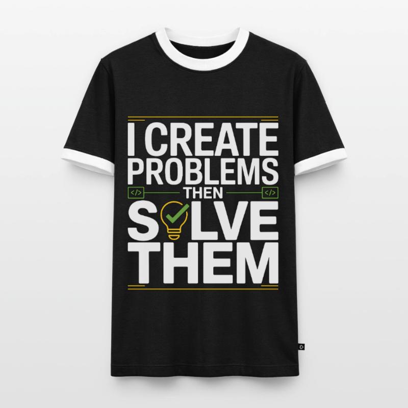 Game Developer I Create Problems Then Game Coder Männer Kontrast-T-Shirt