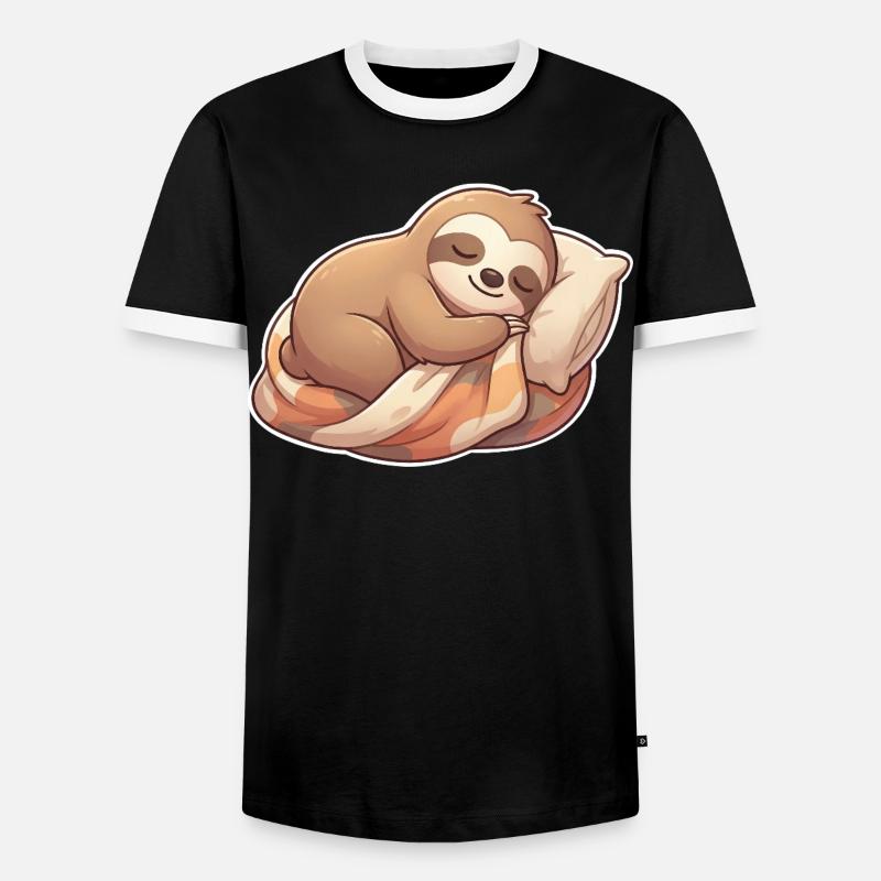 Sloth Sleeping - Men's Ringer Shirt - black/white
