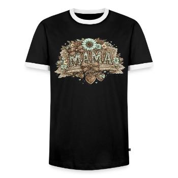 Mama Vintage Turquoise | Cadeau Fête des Mères - T-shirt contrasté Homme - noir/blanc - Devant - AI Model Female 172 light (172cm) & AI Model Male 178 light (178cm)
