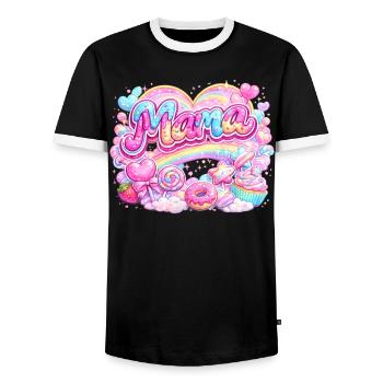 Mama Candy und Regenbogen | Mama-Geschenk - Männer Kontrast-T-Shirt - Schwarz/Weiß - Vorne - AI Model Female 172 light (172cm) & AI Model Male 178 light (178cm)
