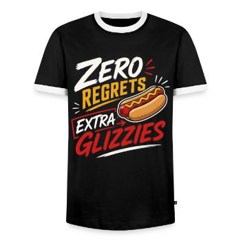 Hot-dog, saucisse, restauration rapide, barbecue - T-shirt contrasté Homme - noir/blanc - Devant - AI Model Female 172 light (172cm) & AI Model Male 178 light (178cm)