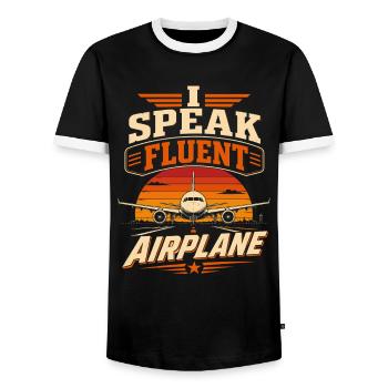Aircraft, mechanics, engineering and aeronautics - Men's Ringer Shirt - black/white - Front - AI Model Female 172 light (172cm) & AI Model Male 178 light (178cm)