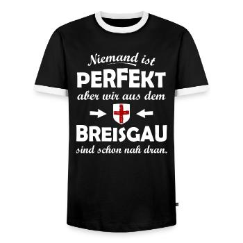Breisgau Nah: Niemand ist Perfekt - Männer Kontrast-T-Shirt - Schwarz/Weiß - Vorne - AI Model Female 172 light (172cm) & AI Model Male 178 light (178cm)