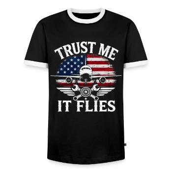 Aircraft Mechanic Aviation Engineer - Men's Ringer Shirt - black/white - Front - AI Model Female 172 light (172cm) & AI Model Male 178 light (178cm)