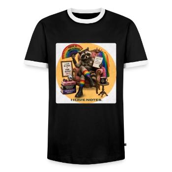 Funny LGBTQ Pride Raccoon Design - Männer Kontrast-T-Shirt - Schwarz/Weiß - Vorne - AI Model Female 172 light (172cm) & AI Model Male 178 light (178cm)