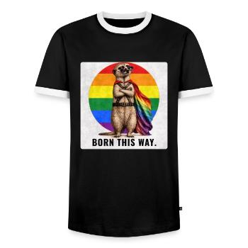 Born This Way LGBTQ Pride Meerkat Design - Männer Kontrast-T-Shirt - Schwarz/Weiß - Vorne - AI Model Female 172 light (172cm) & AI Model Male 178 light (178cm)