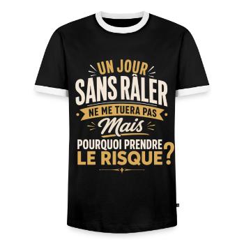 Un jour sans râler - Humour pour Râleur et Râleuse - T-shirt contrasté Homme - noir/blanc - Devant - AI Model Female 172 light (172cm) & AI Model Male 178 light (178cm)