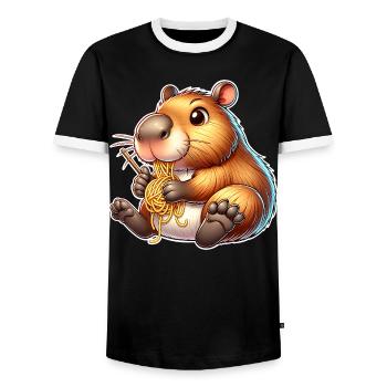 Capybara Pasta - Männer Kontrast-T-Shirt - Schwarz/Weiß - Vorne - AI Model Female 172 light (172cm) & AI Model Male 178 light (178cm)