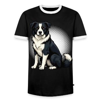 Border Collie Propriétaire Collie Amant de Collie - T-shirt contrasté Homme - noir/blanc - Devant - AI Model Female 172 light (172cm) & AI Model Male 178 light (178cm)