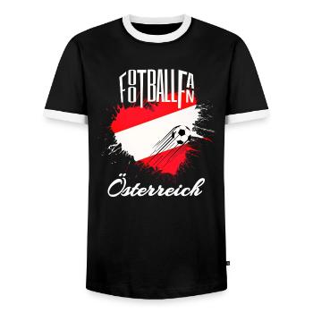 Fussball Fan Österreich - Männer Kontrast-T-Shirt - Schwarz/Weiß - Vorne - AI Model Female 172 light (172cm) & AI Model Male 178 light (178cm)