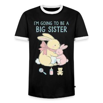 Gender reveal baby shower big sister baby - Men's Ringer Shirt - black/white - Front - AI Model Female 172 light (172cm) & AI Model Male 178 light (178cm)
