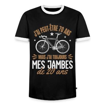 Cycliste Cadeau humour personnalisé - T-shirt contrasté Homme - noir/blanc - Devant - AI Model Female 172 light (172cm) & AI Model Male 178 light (178cm)