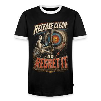 Bogenschießen Bogenschütze - Männer Kontrast-T-Shirt - Schwarz/Weiß - Vorne - AI Model Female 172 light (172cm) & AI Model Male 178 light (178cm)