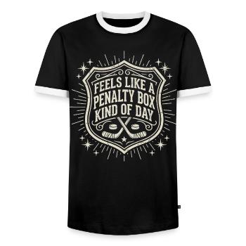 Humour Hockey sur Glace Vintage | Cadeau Sport - Men's Ringer Shirt - black/white - Front - AI Model Female 172 light (172cm) & AI Model Male 178 light (178cm)