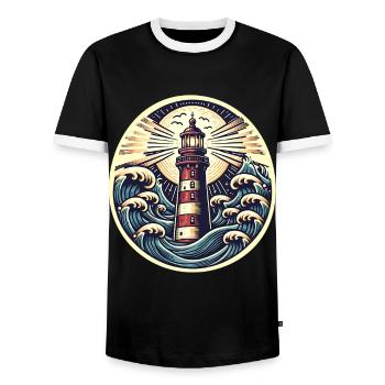 Leuchtturm - Männer Kontrast-T-Shirt - Schwarz/Weiß - Vorne - AI Model Female 172 light (172cm) & AI Model Male 178 light (178cm)