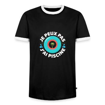 Je peux pas j'ai piscine - T-shirt contrasté Homme - noir/blanc - Devant - AI Model Female 172 light (172cm) & AI Model Male 178 light (178cm)