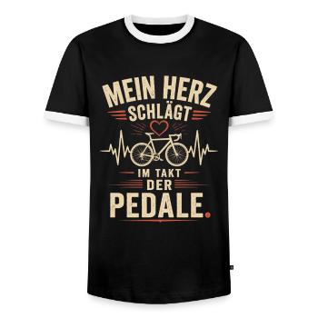 Mein Herz Schlägt Fahrrad Shirt - Männer Kontrast-T-Shirt - Schwarz/Weiß - Vorne - AI Model Female 172 light (172cm) & AI Model Male 178 light (178cm)