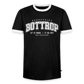 Bottrop Koordinaten Design–Ruhrgebiet College Stil - Männer Kontrast-T-Shirt - Schwarz/Weiß - Vorne - AI Model Female 172 light (172cm) & AI Model Male 178 light (178cm)