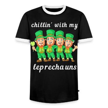 Chillin With My Leprechauns St Patricks Day - Men's Ringer Shirt - black/white - Front - AI Model Female 172 light (172cm) & AI Model Male 178 light (178cm)