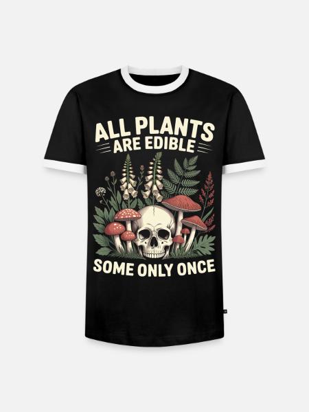 Alle Pflanzen sind essbare Totenschädelgarten - Männer Kontrast-T-Shirt - Schwarz/Weiß