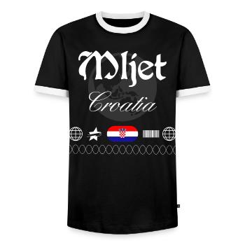 Souvenir de voyage Mljet Croatia Streetwear - T-shirt contrasté Homme - noir/blanc - Devant - AI Model Female 172 light (172cm) & AI Model Male 178 light (178cm)