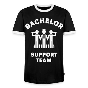Équipe de soutien pour célibataires (Marié / Enterrement de vie de garçon / Blanc) - T-shirt contrasté Homme - noir/blanc - Devant - AI Model Female 172 light (172cm) & AI Model Male 178 light (178cm)