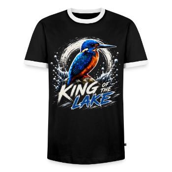 King Of The Lake Eisvögel-Design - Männer Kontrast-T-Shirt - Schwarz/Weiß - Vorne - AI Model Female 172 light (172cm) & AI Model Male 178 light (178cm)