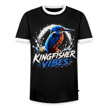Kingfisher Vibes Vogeldesign - Männer Kontrast-T-Shirt - Schwarz/Weiß - Vorne - AI Model Female 172 light (172cm) & AI Model Male 178 light (178cm)