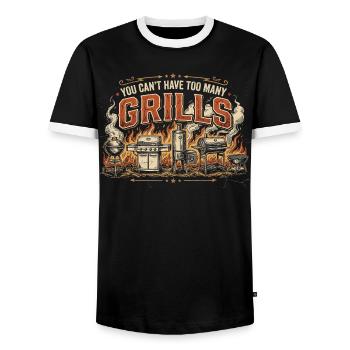 Barbecue Humour Papa Grillades Été Cadeau - T-shirt contrasté Homme - noir/blanc - Devant - AI Model Female 172 light (172cm) & AI Model Male 178 light (178cm)