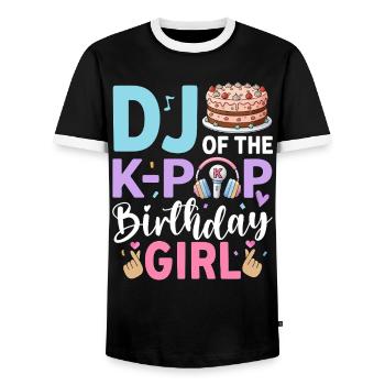 DJ Of The K-Pop Birthday Girl - Men's Ringer Shirt - black/white - Front - AI Model Female 172 light (172cm) & AI Model Male 178 light (178cm)