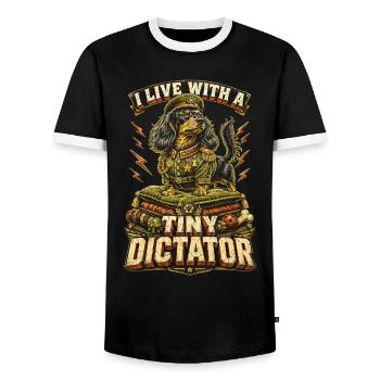 Dackel Rauhaardackel Langhaardackel - Männer Kontrast-T-Shirt - Schwarz/Weiß - Vorne - AI Model Female 172 light (172cm) & AI Model Male 178 light (178cm)