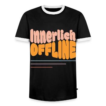 Innerlich Offline – Bitte Später Erneut Versuchen - Männer Kontrast-T-Shirt - Schwarz/Weiß - Vorne - AI Model Female 172 light (172cm) & AI Model Male 178 light (178cm)