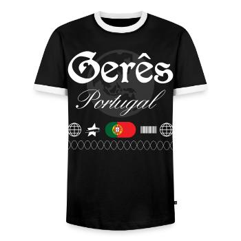 Gerês Portugal Streetwear Reise Souvenir - Männer Kontrast-T-Shirt - Schwarz/Weiß - Vorne - AI Model Female 172 light (172cm) & AI Model Male 178 light (178cm)