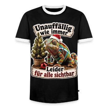 Chamäleon mit missglückter Tarnmission - Männer Kontrast-T-Shirt - Schwarz/Weiß - Vorne - AI Model Female 172 light (172cm) & AI Model Male 178 light (178cm)