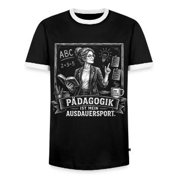 Pädagogik ist mein Ausdauersport Shirt - Männer Kontrast-T-Shirt - Schwarz/Weiß - Vorne - AI Model Female 172 light (172cm) & AI Model Male 178 light (178cm)