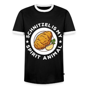 Schnitzel is my Spirit Animal - Men's Ringer Shirt - black/white - Front - AI Model Female 172 light (172cm) & AI Model Male 178 light (178cm)