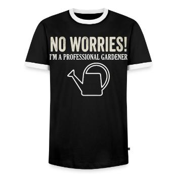 Garden Saying Men Women - Men's Ringer Shirt - black/white - Front - AI Model Female 172 light (172cm) & AI Model Male 178 light (178cm)