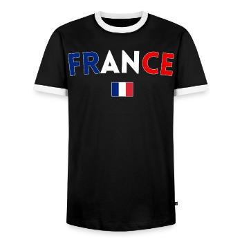 Drapeau France Cadeau Homme Femme France Cadeau - T-shirt contrasté Homme - noir/blanc - Devant - AI Model Female 172 light (172cm) & AI Model Male 178 light (178cm)