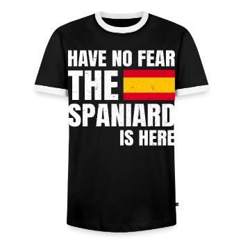Have No Fear The Spaniard Is Here Spaniard Spain - Men's Ringer Shirt - black/white - Front - AI Model Female 172 light (172cm) & AI Model Male 178 light (178cm)