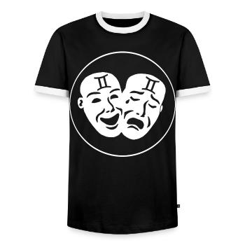 Signe astrologique des gémeaux (blanc) - T-shirt contrasté Homme - noir/blanc - Devant - AI Model Female 172 light (172cm) & AI Model Male 178 light (178cm)