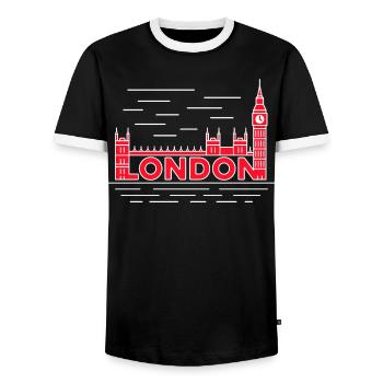 London Skyline Bold Red - Men's Ringer Shirt - black/white - Front - AI Model Female 172 light (172cm) & AI Model Male 178 light (178cm)