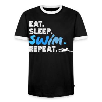Dictons drôles de nageurs et conception de clubs de natation - T-shirt contrasté Homme - noir/blanc - Devant - AI Model Female 172 light (172cm) & AI Model Male 178 light (178cm)