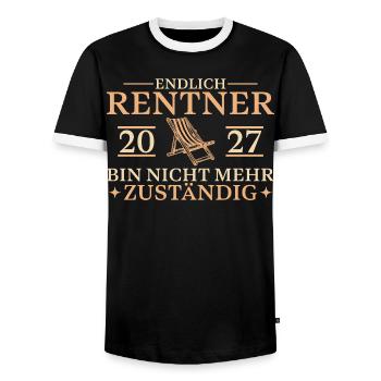 Endlich Rentner 2027 Abschied Kollege - Männer Kontrast-T-Shirt - Schwarz/Weiß - Vorne - AI Model Female 172 light (172cm) & AI Model Male 178 light (178cm)