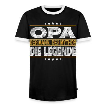 Opa - Männer Kontrast-T-Shirt - Schwarz/Weiß - Vorne - AI Model Female 172 light (172cm) & AI Model Male 178 light (178cm)