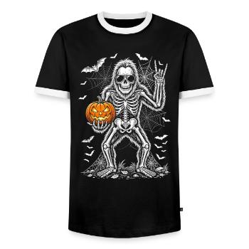 Halloween Bigfoot, Halloween Party, Skelett Kürbis - Männer Kontrast-T-Shirt - Schwarz/Weiß - Vorne - AI Model Female 172 light (172cm) & AI Model Male 178 light (178cm)