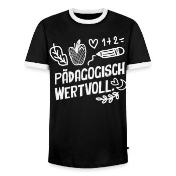 Pädagogisch Wertvoll Erzieherin Lehrer Spruch - Männer Kontrast-T-Shirt - Schwarz/Weiß - Vorne - AI Model Female 172 light (172cm) & AI Model Male 178 light (178cm)