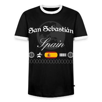 San Sebastián Spanien Streetwear Reise Souvenir - Männer Kontrast-T-Shirt - Schwarz/Weiß - Vorne - AI Model Female 172 light (172cm) & AI Model Male 178 light (178cm)